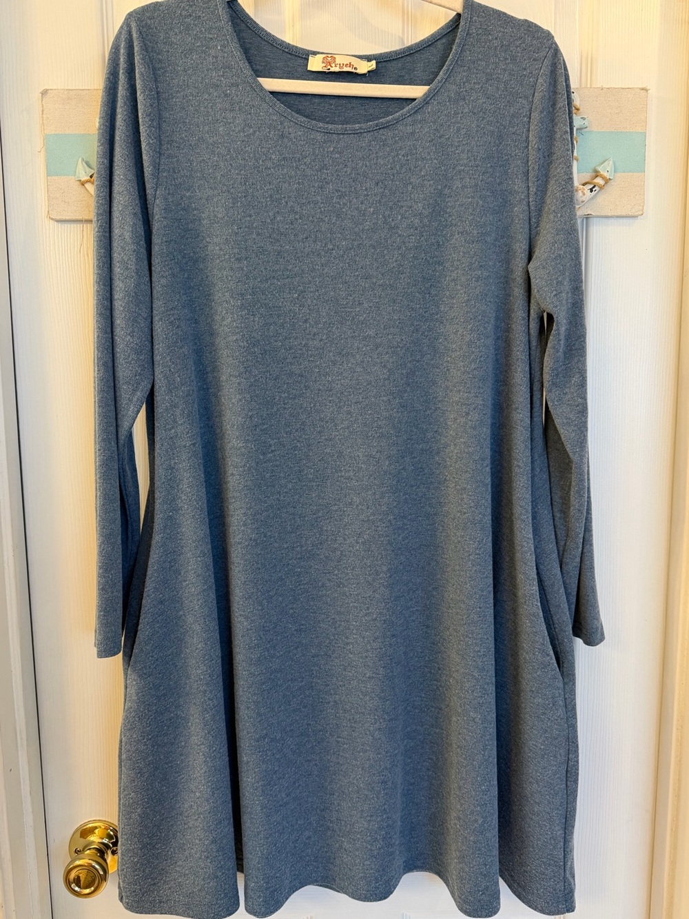 Aryeh heathered blue knit  shift dress Sz Lg